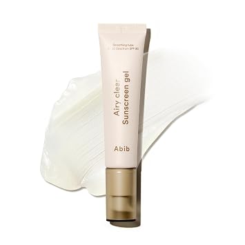 Abib Gel de protector solar Airy Clear SPF30 1.01 fl.oz / 30 g (Semi- mate) | Protector solar coreano, cuidado solar, bloqueador solar, sin residuo blanco, seguro para los arrecifes, primer sin poros