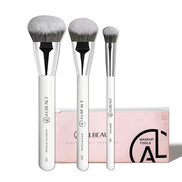 Albeaut Brocha de maquillaje para base de maquillaje corrector rubor contorno crema líquida mezcla forma angular