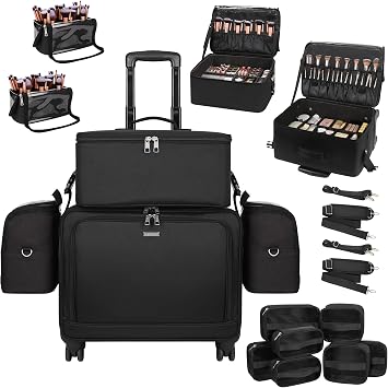 TANTO - Estuche de tren de maquillaje rodante, estuche de cosmetología