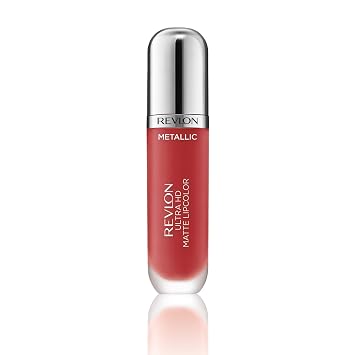 Revlon Labial líquido mate metálico Ultra HD, lápiz labial líquido, Flare