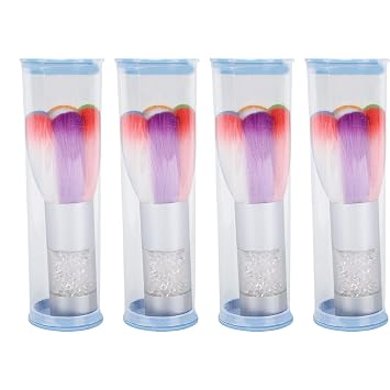 Juego de 4 pinceles multifuncionales para colector de polvo para uñas, nailon suave, mango ABS, fundición gruesa para mayor durabilidad, ideal para arte de uñas, maquillaje y manicura