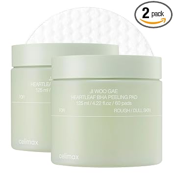 celimax Ji.Woo.Gae Heartleaf BHA - Almohadilla peladora de doble edición, 60 almohadillas x 2