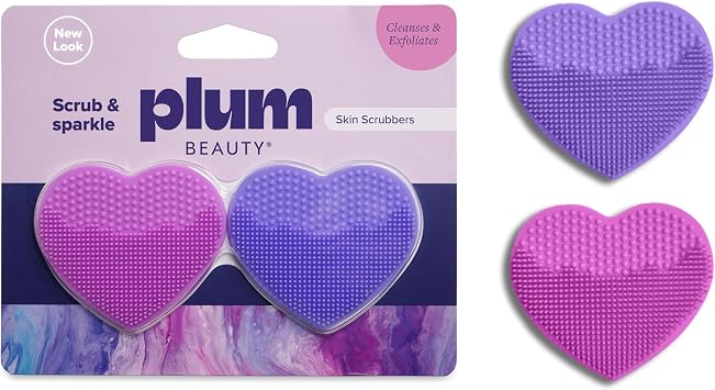 Plum Beauty Limpiador de piel de silicona en forma de corazón con soporte