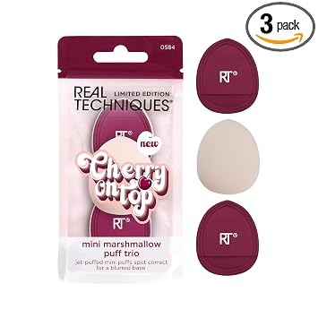 Real Techniques Cherry on Top Mini Marshmallow Puff Trio, Makeup Puffs