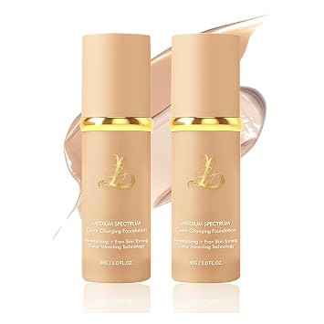Base 4 en 1 – Base que cambia de color, espectro medio, corrector líquido hidratante hipoalergénico, acabado natural duradero e impermeable, 1.06 onzas líquidas, paquete de 2