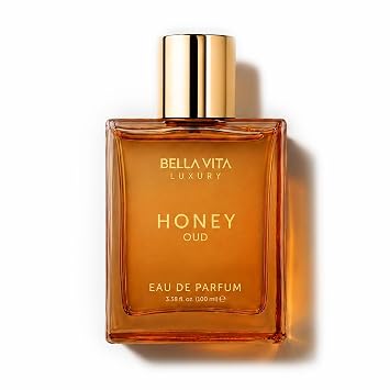 Bellavita Luxury Honey Oud Eau de Parfum Unisex, 3.4 fl oz (100 ml) – Perfume de miel para mujeres y colonia para hombres, notas de bergamota, rosa, ámbar y vainilla – Fragancia árabe de larga