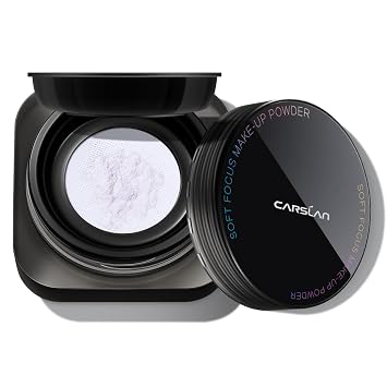 CARSLAN 1.0 Soft Focus Polvo Fijador Suelto, Impermeable, Mate, Control de Grasa, Sin Brillo, Maquillaje de Polvo Facial Sin Talco, Polvo de Acabado de Larga Duración 24H, 01 Azul Morado