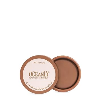 ATTITUDE Oceanly Sombra de ojos, verificada por EWG, sombra de ojos en crema mate individual, sin plástico, belleza y maquillaje veganos, Brown Sugar, 0.16 onzas líquidas