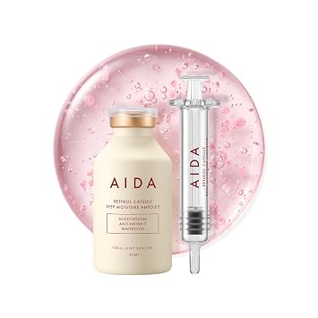 AIDA Ampolla de cápsula de retinol, suero facial de retinol coreano con colágeno y ceramida, suero facial reafirmante, hidratante y potenciador del brillo para el cuidado diario del retinol, cuidado