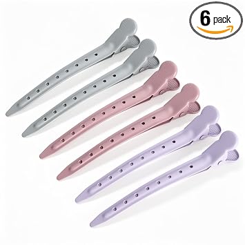 AIMIKE 6PCS Metal Duckbill Hair Clips, 3.4" Styling Sectioning Clips