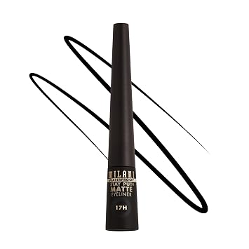 Milani Delineador líquido mate Stay Put - Negro, impermeable, 17 horas de uso, libre de crueldad, vegano, a prueba de manchas, de larga duración