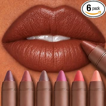Juego de 6 delineadores de labios mate y lápiz labial para mujeres