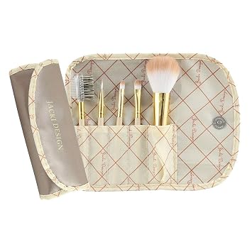 Jacki Design Vintage Allure - Juego de 5 brochas de maquillaje y bolsa, color crema