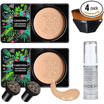 CAHIUYOA Cojín de aire de cabeza de hongo 2PCS CC Cream BB Cream (natural)