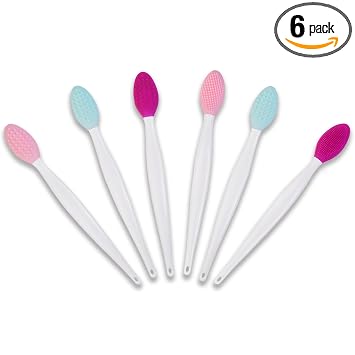 6 piezas de cepillo exfoliante de labios, mini cepillo exfoliante de silicona de doble cara para hombres y mujeres, aclaramiento de labios para labios oscuros (rosa, verde y morado)