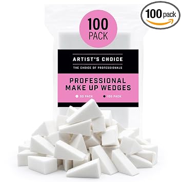 Artist's Choice Makeup Wedges, Triangle Cosmetic Sponges, 100 Pack