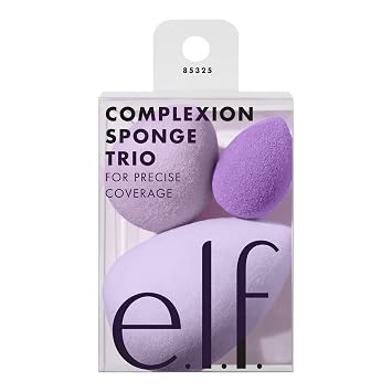e.l.f. Trío de esponjas de cutis, juego de esponjas de maquillaje suaves multiusos de 3 tamaños para una aplicación versátil, sin látex, vegano y sin crueldad animal