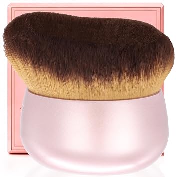 Brocha de maquillaje corporal extra grande para autobronceador, mezcla de maquillaje de piernas y bronceador, cepillo Kabuki de cabeza ancha de 2.953 in que proporciona una aplicación más uniforme y bonita, cepillo ovalado de maquillaje para cara y espalda