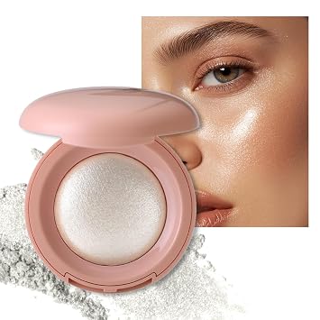 Paleta de maquillaje con iluminador en polvo horneado, iluminador facial y corporal brillante, polvo iluminador suave e impermeable, maquillaje natural de larga duración altamente pigmentado