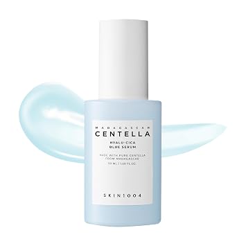 SKIN1004 Hyalu-Cica Blue Serum 1.69fl.oz, 1.7 fl oz, suero facial hidratante con 5 ácidos hialurónicos y Madagascar Centella Asiatica, ampolla facial coreana para humedad profunda y larga, cuidado de la piel coreano