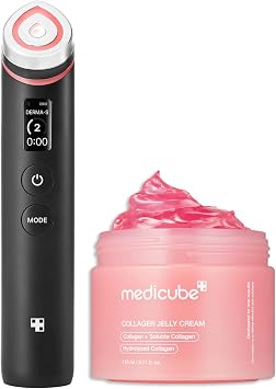 medicube Juego coreano de colágeno que brilla para la piel: Medicube Age-R Booster Pro y crema de gelatina de colágeno (3.7 fl oz)
