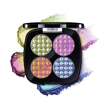 CHARMACY - Paleta de sombra de ojos y resaltador de 4 colores, pigmentos prensados multicromos con infusión de cambios, acabado de terciopelo de larga duración, kit de maquillaje vegano y libre de crueldad #01