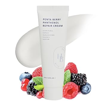 HEVEBLUE Penta Berry Pantenol Crema reparadora – Vegana, Centella, Barrera Cica, Restaura el equilibrio de humedad, hidratación profunda, piel sensible, baja irritación, cuidado de la piel coreano, K-Beauty, hipoalergénico
