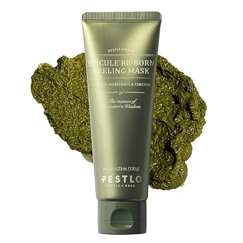 PESTLO Spicule Reborn - Mascarilla exfoliante para piel de cristal coreana, espículas marinas naturales, té verde y ajenjo para una exfoliación suave, cuidado de los poros, hidratación y piel radiante, 4.23 oz (4.1 fl oz)