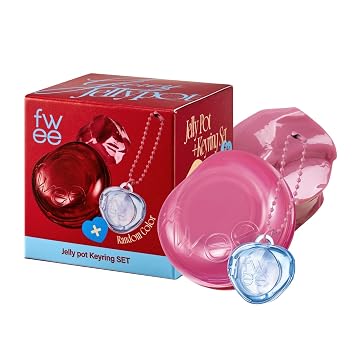 fwee Juego de Bote de Gelatina Brillante + Llavero | Color de Labios y Rubor de Gelatina Húmeda, Bálsamo de Gelatina con Tinte Brillante, Acabado Húmedo Modulable – Dulces (Rosa Chicle) | 0.14 oz