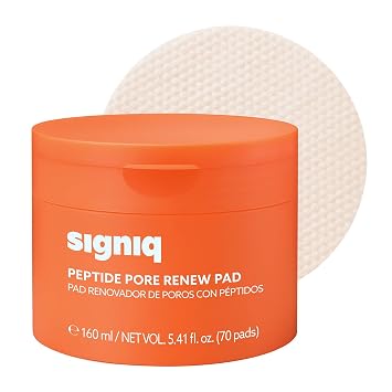 signiq Almohadilla de renovación de poros peptídicos, purificadora y reafirmante de poros, péptido, 0.2% de BHA, almohadillas de tóner mini en relieve para piel de vidrio, cuidado de la piel coreano (70 almohadillas, 5.4 fl oz, 5.41 onzas líquidas)