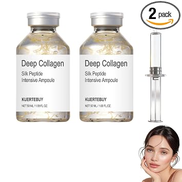 Ampolla intensiva de péptido de colágeno profundo, esencia facial coreana antienvejecimiento para tensar la cara, levantar, suavizar, hidratar, 1.7 fl oz, paquete de 2