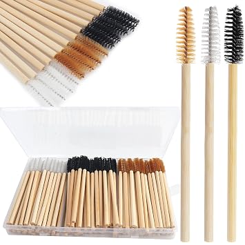Varitas de rímel desechables de bambú, cepillo para cejas de cristal, aplicador de extensión de pestañas, kits de maquillaje con contenedor