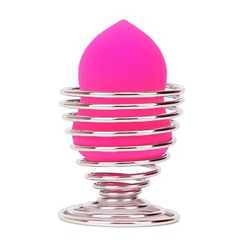 Esponja y soporte de maquillaje, sin látex, húmedo/seco para una base y corrector impecables (plateado)