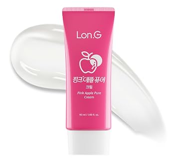 LON.G Pink Apple Pure Cream 1.76 oz – Crema hidratante coreana de gel para el cuidado de la piel para poros y control de sebo, hidratación de 48 horas con niacinamida, ácido hialurónico, agua de