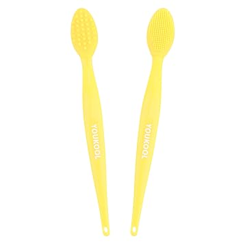Cepillo exfoliante de labios de silicona de doble cara para una apariencia más suave y completa, amarillo, 2 piezas