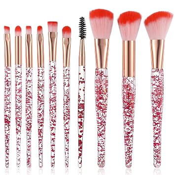 Juego de brochas de maquillaje con purpurina para maquillaje de 10 Uds