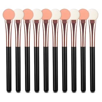 Uorpoto Aplicadores de sombra de ojos, esponja de doble cara, brochas de maquillaje reutilizables, 10 unidades de espuma redonda, aplicador de sombra de ojos, juego de brochas lavables