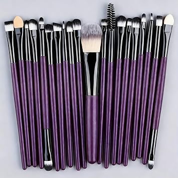Makeup Brush Set, 20 Pieces Synthetic Fiber Makeup Brushes for Face Eyeshadow Blush and Lip, Soft Cosmetics Brushes Kit with Purple Handles for Daily Makeup Application
