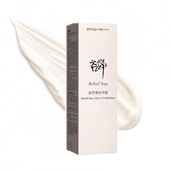 Relief Sun Orgánico Coreano protector solar SPF50+, PA++++ Arroz y Probióticos | Solución para el cuidado de la piel coreana para todos los tipos de pielProtección nutritiva de la piel y defensa UV (1