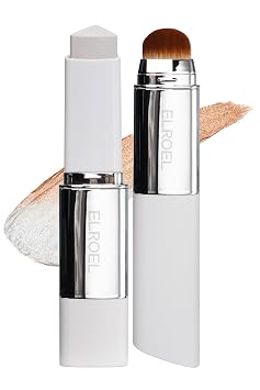 ELROEL Blanc Cover Cream Stick V White - Barra de base de maquillaje coreana de cambio de color con Volufiline - Cobertura de media a completa con acabado brillante - De doble punta con cepillo