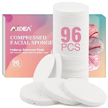 AIDEA Esponjas faciales comprimidas, 96 unidades, esponjas faciales para