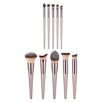 VICASKY Professional 10pcs Makeup Brush Set with Synthetic Bristles for Foundation, Blush, Eyeshadow, Concealer, and Lip Application – Cosmetic Beauty Accessories Kit with Opp Bag