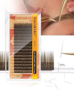 NAGARAKU Extensiones individuales de cejas 0.07 rizado recto 9 10 0.433 in