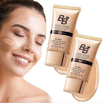Generic Crema BB coreana con SPF 50, 9 en 1 BB Cream protector solar SPF 50 coreano impermeable a prueba de sudor, base de cobertura completa humectante tintado, corrector facial para piel grasa, piel seca (2 unidades 01#)