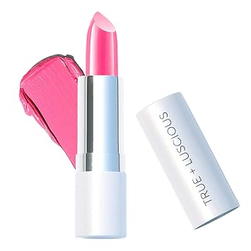 True + Luscious Lápiz Labial Súper Hidratante – Limpio, Vegano y Libre de Crueldad – Hidratación Duradera para Labios Secos con Acabado Satinado – Tentación, Rosa Rosado