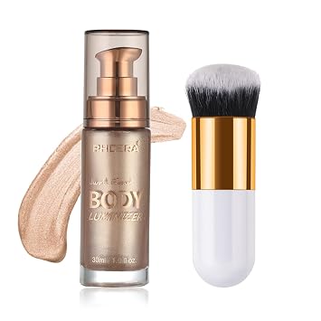 Aceite Body Shine, luminizador de brillo natural de oro rosa, cepillo