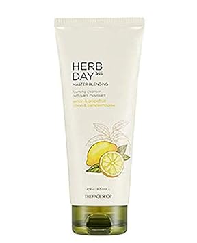 The Face Shop Herb Day 365 Master Blending - Espuma limpiadora de limón y pomelo | Eliminación de células muertas y residuos de maquillaje con sensación refrescante | Eliminación de residuos de la piel y derivado naturalmente, 5.7 onzas líquidas