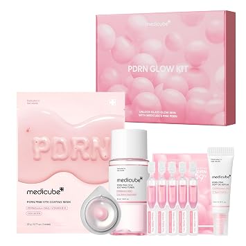 medicube Kit de Prueba de ADN de Salmón PDRN | Mini Set de Cuidado de la Piel Glass Glow con Tónico, Suero y Mascarilla en Hoja para Hidratar, Reafirmar e Humectar | Esenciales de Regalo y Viaje para