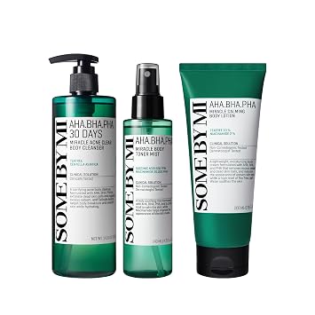 SOME BY MI AHA BHA PHA 30 Days Miracle Body Care Set – Limpiador Corporal, Niebla Tónica y Loción Calmante – Exfoliante Cuidado del acné corporal para espalda y pecho
