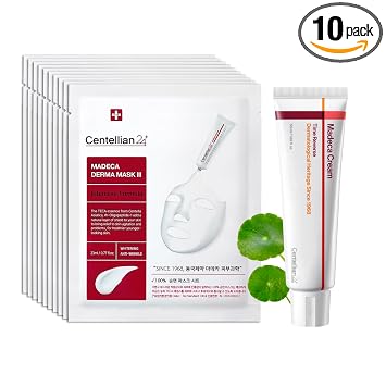 CENTELLIAN 24 Crema Madeca Time Reverse 50ml + Máscara Madeca Derma 3(Intensiva) 10 piezas – Set hidratante, reafirmante, antiarrugas con centella asiática, TECA y Madecassoside para una piel nutrida